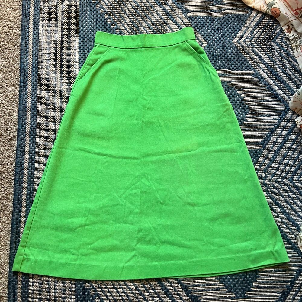 Vintage 70s Girl Scouts Midi Skirt Pockets High Waist Twee Retro Size 0/XXS